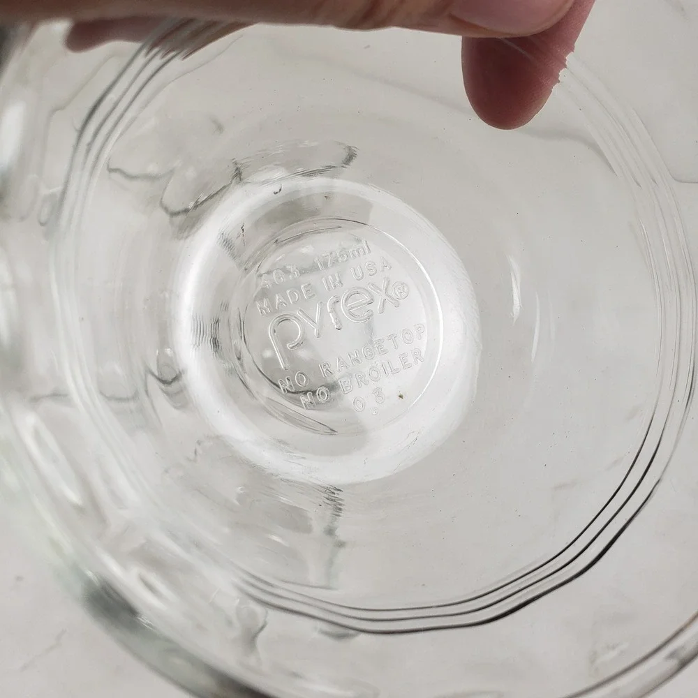 Pyrex 463 Clear Glass Custard Cups Ramekins 6oz 175ml Set of 7 Ribbed Scalloped